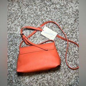 Tangerine colored leather crossbody NWT